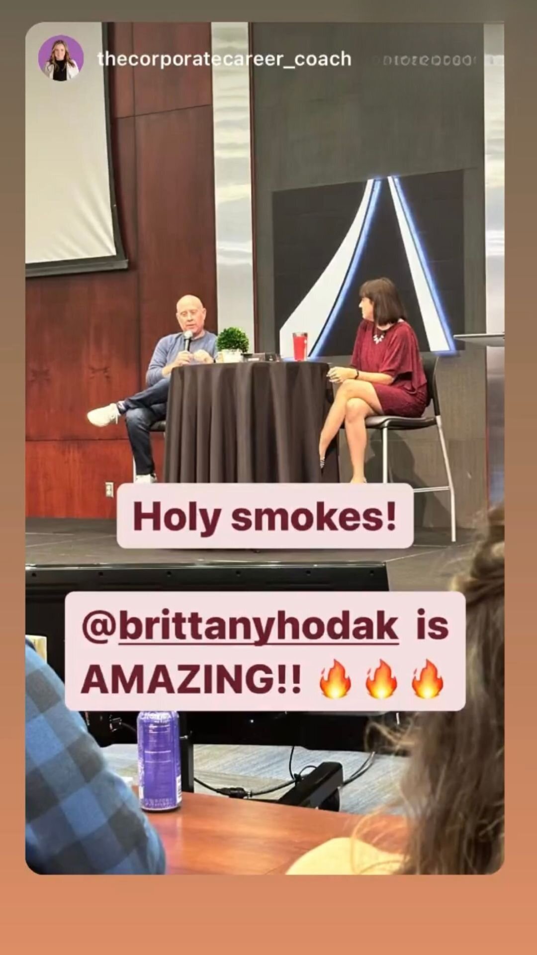 Instagram story testimonial for financial services speaker, Brittany Hodak.