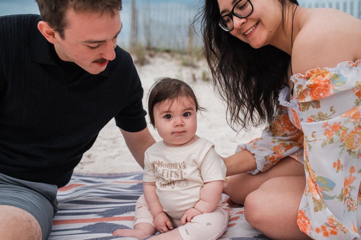 baby's first time at beach in Pensacola, fl