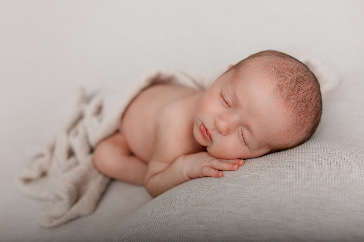 Newborn-studio-posing-neutral backdrop