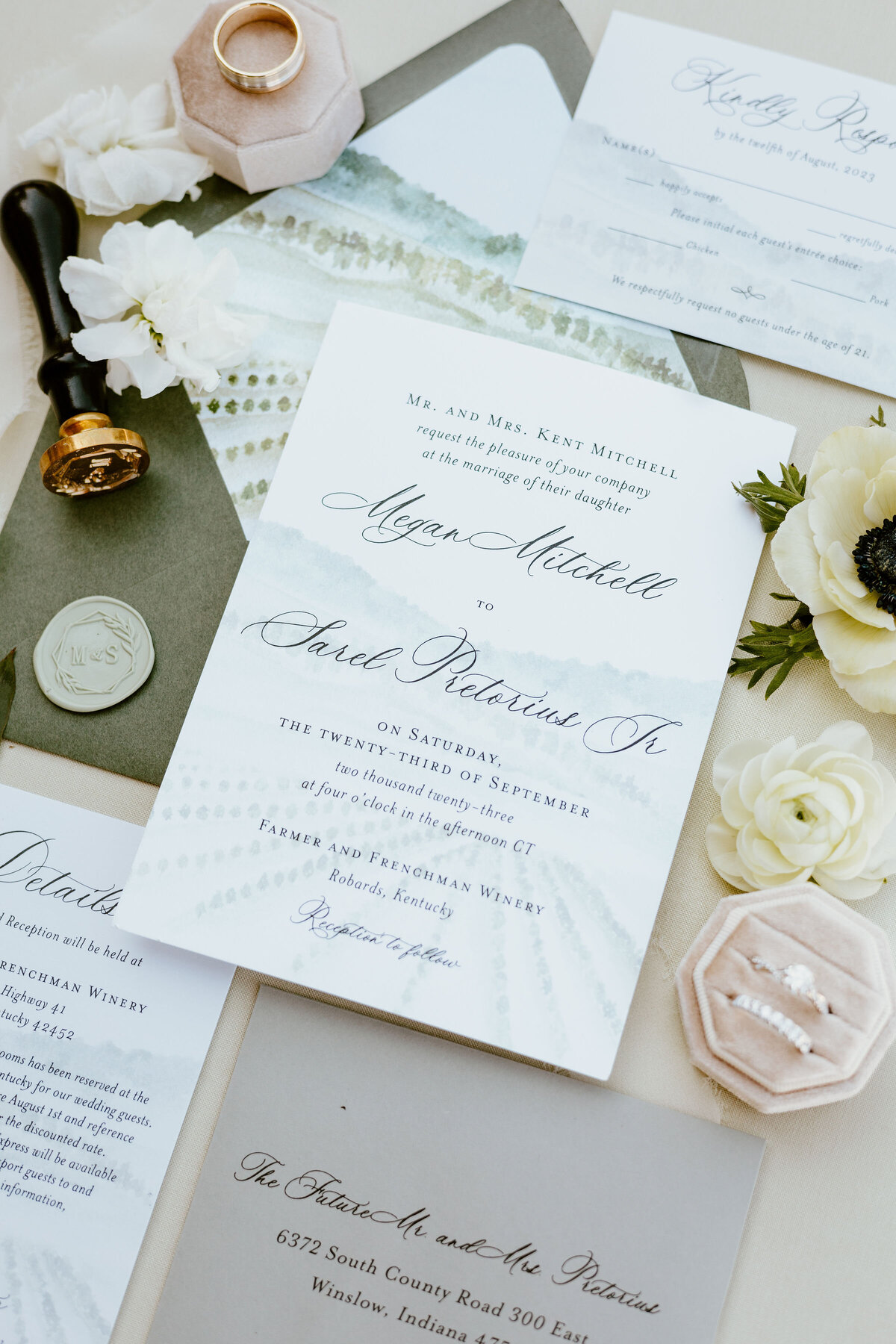 Wedding Invitations Farmer and Frenchman Wedding Kentucky