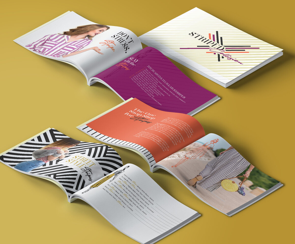Magazine catalogue with Striped Collision branding