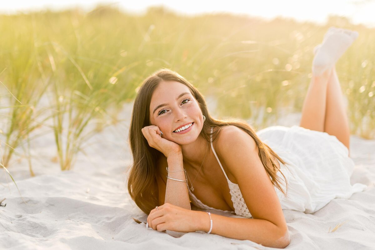 High school senior portraits in Boston area beach grad photos