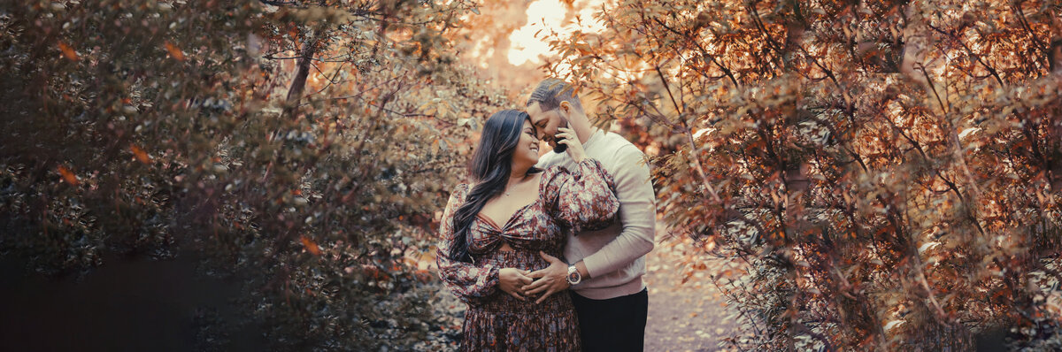Sayen House & Gardens | Couple smiling during fall engagement photo session | Hamilton Township, Mercer County, New Jersey