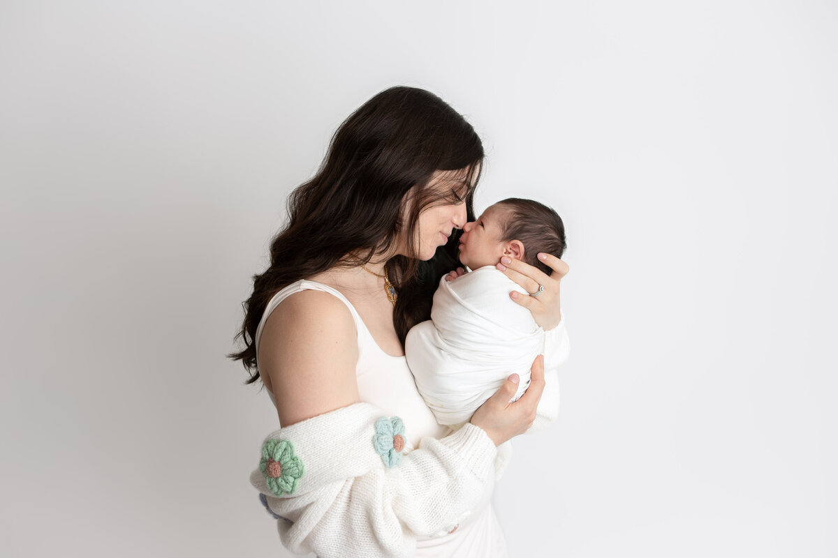 Savage Pure White backdrop simple mom and baby studio pose