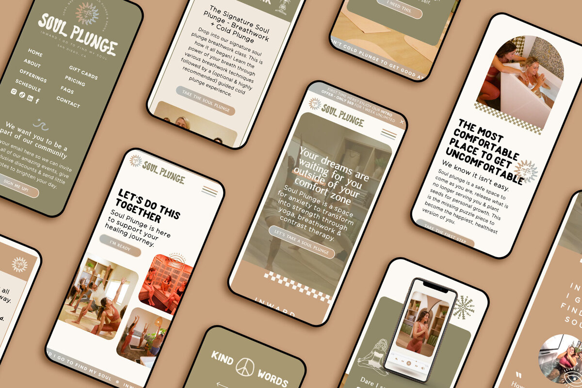 Showit Website Design Mockups for a Wellness Brand and Yoga Studio