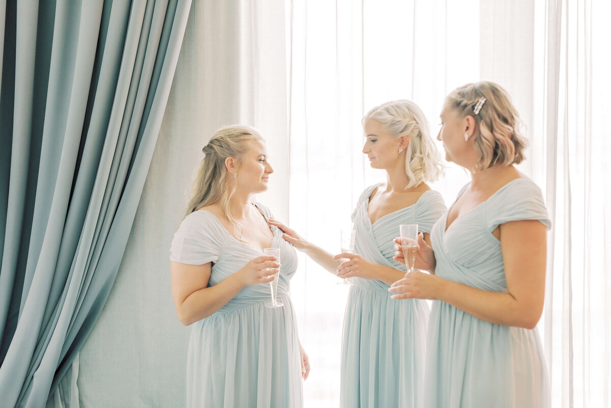 Wedding photographer Stockholm helloalora dusky blue bridemaids dresses outdoor wedding in Uppsala