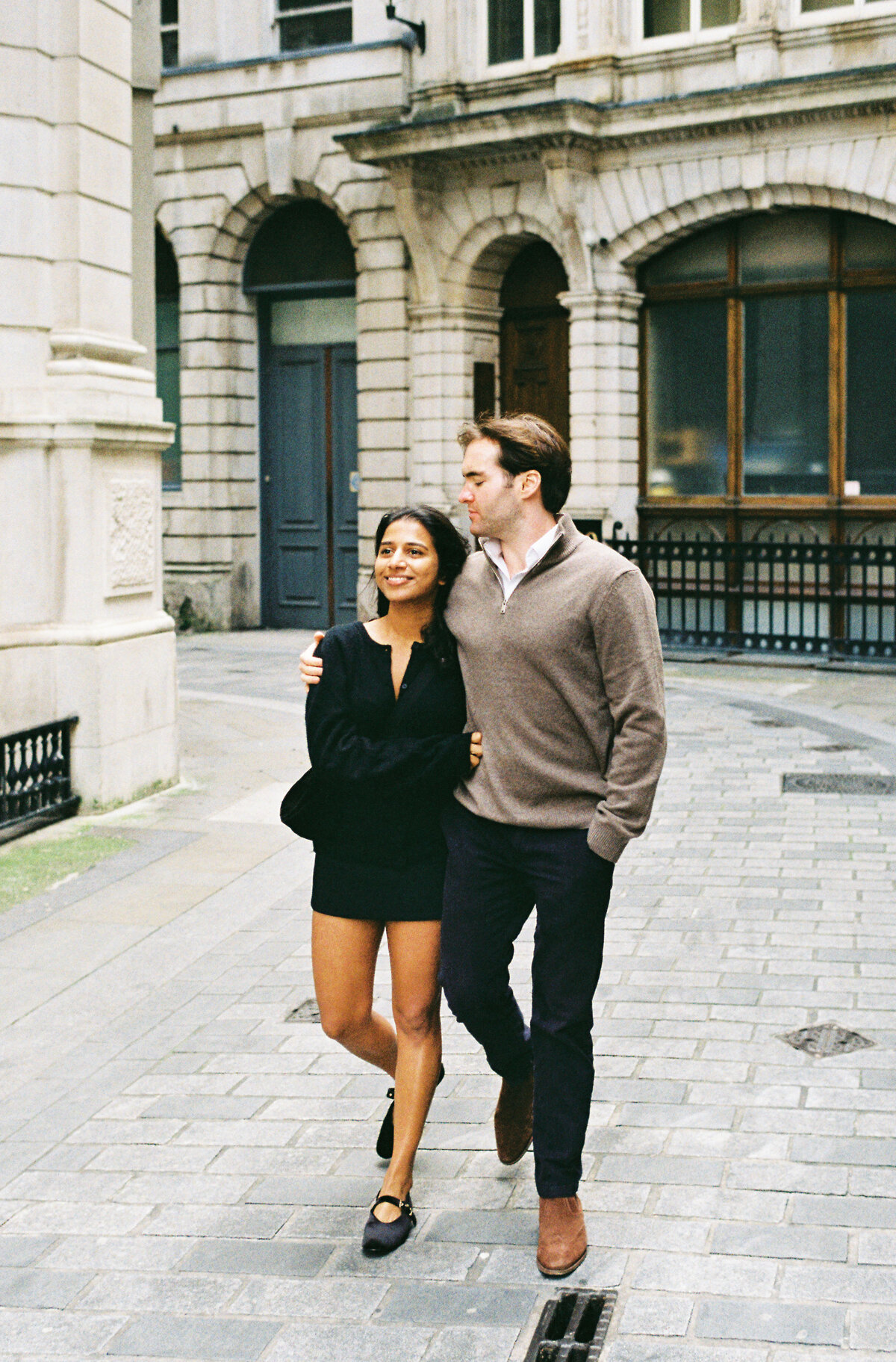 London couple portrait session captured on 35mm film