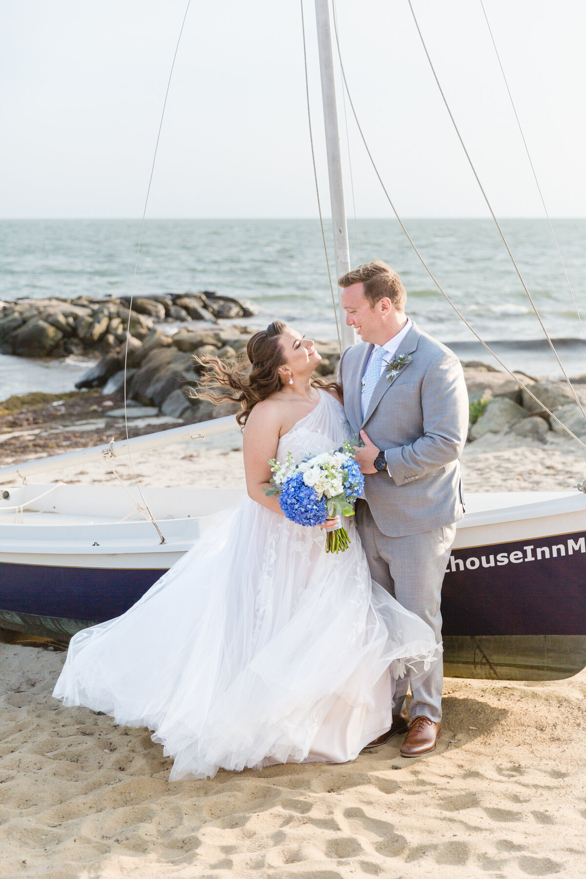 A bride and groom on their wedding day