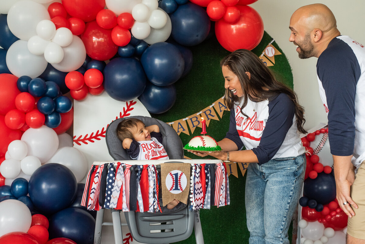 happy family celebrates first birthday party
