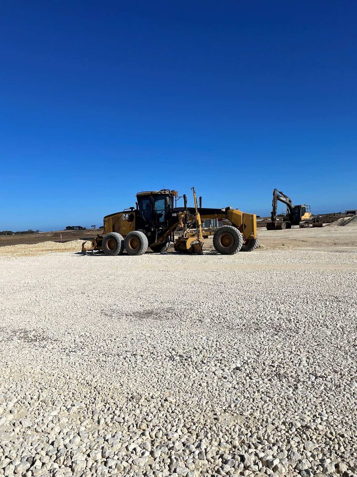 graded hard stand construction on new industrial site