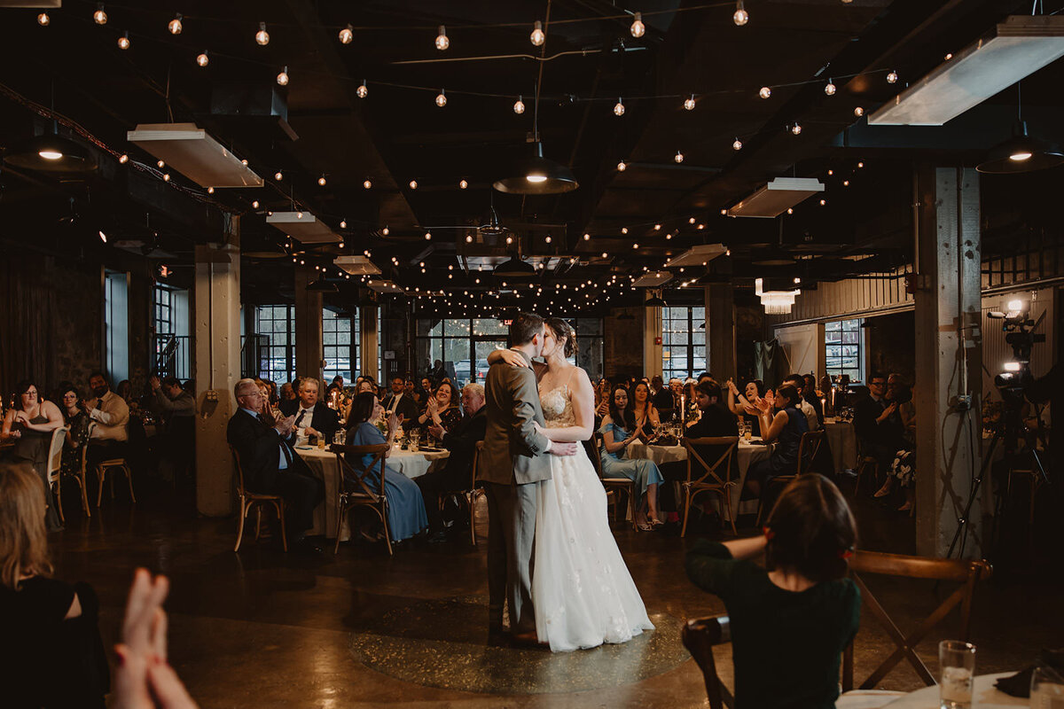 Newlyweds during their first dance 