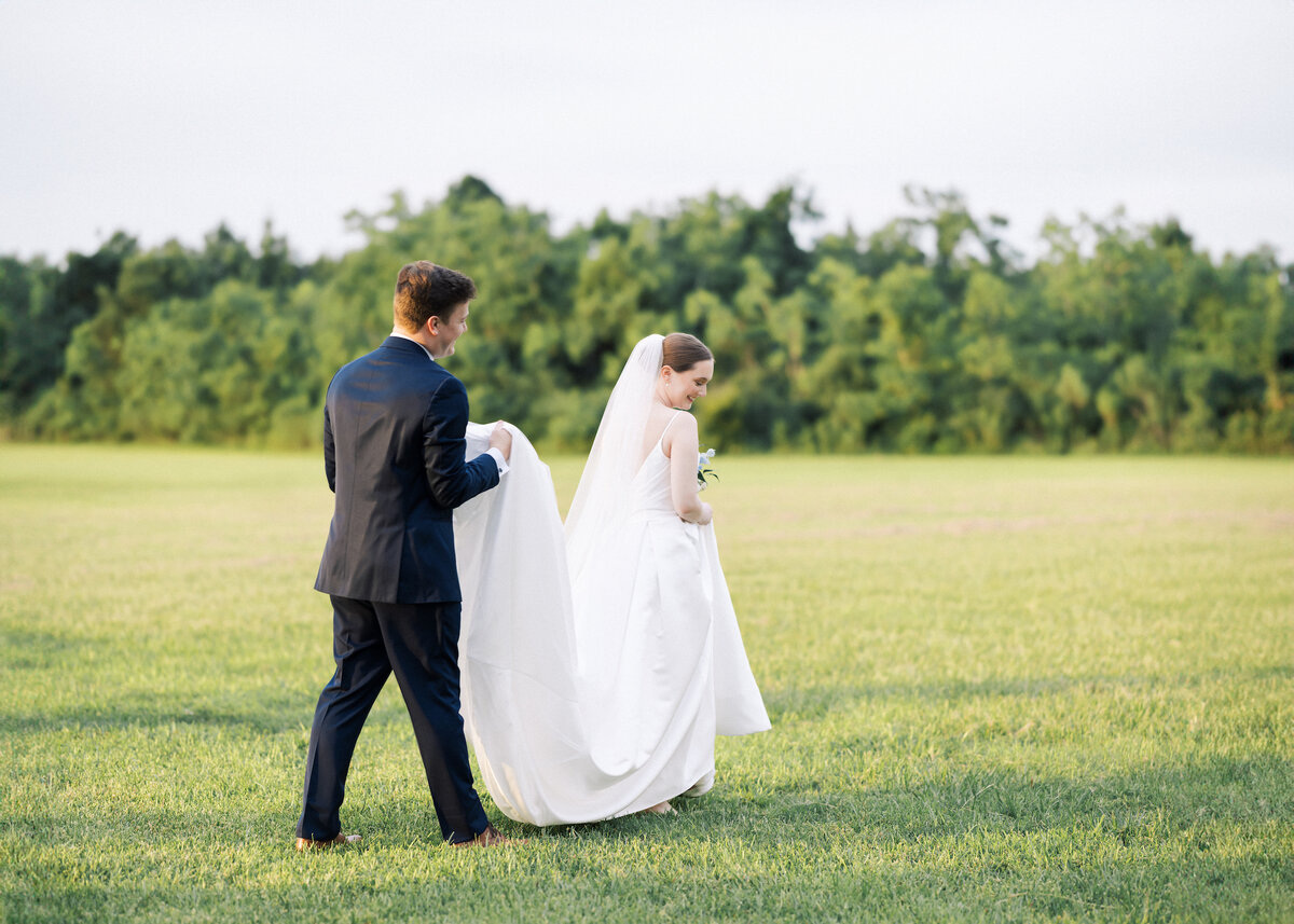 A heartfelt moment between bride and groom captured in the charm of Lake Charles, LA, beautifully documented on film by Morgan Alysse, Louisiana film photographer.