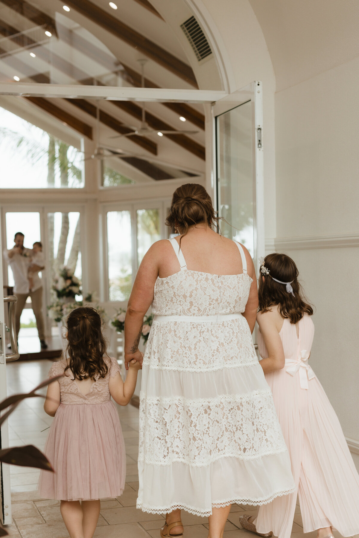 Wedding Ceremony Bride and Flower Girls