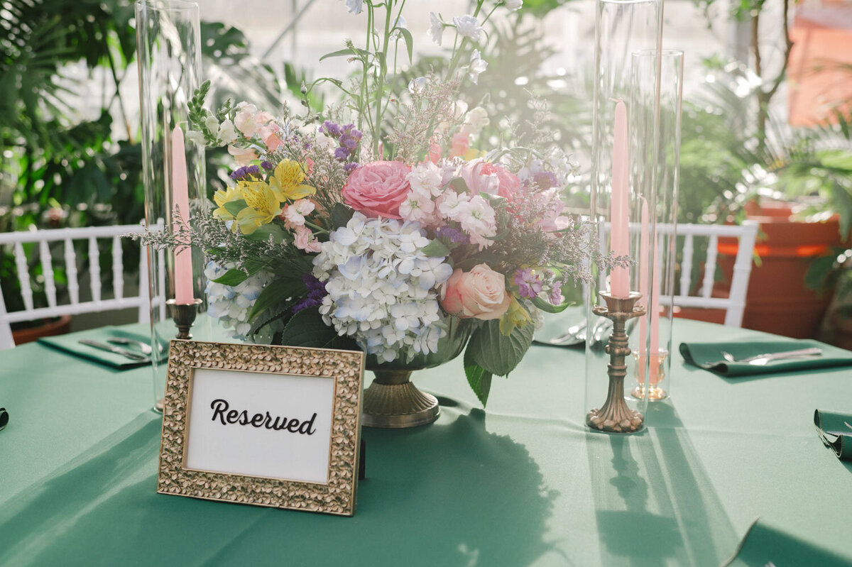 Elegant table set up for a wedding reception