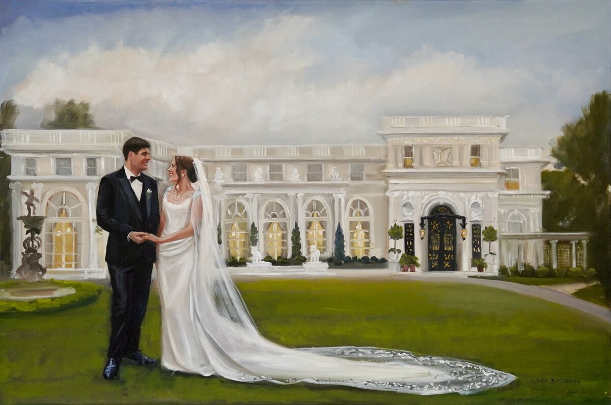 live wedding painting of bride and groom dancing Stone House  Warren NJ