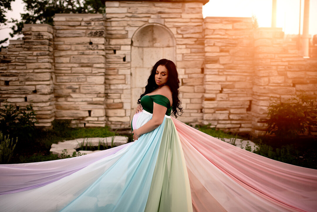 Grand Rapids Maternity Photography Rainbow Dress by For The Love Of Photography