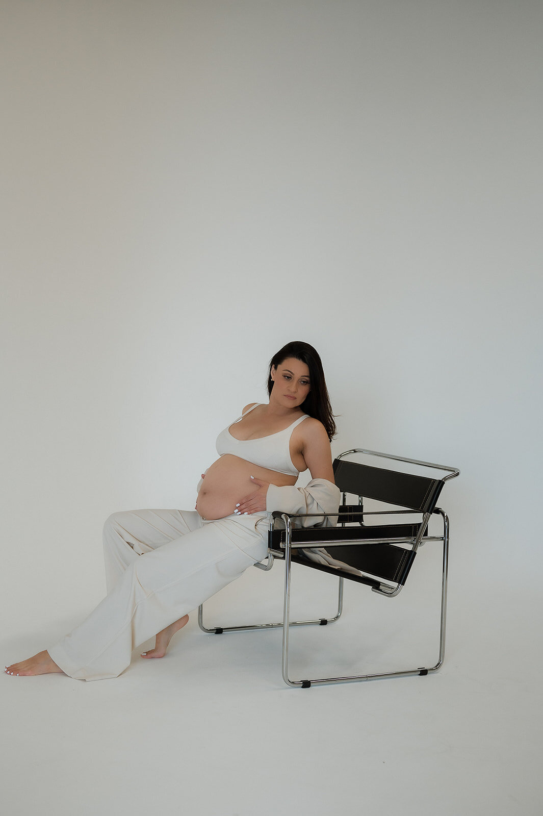 mom in studio during family session