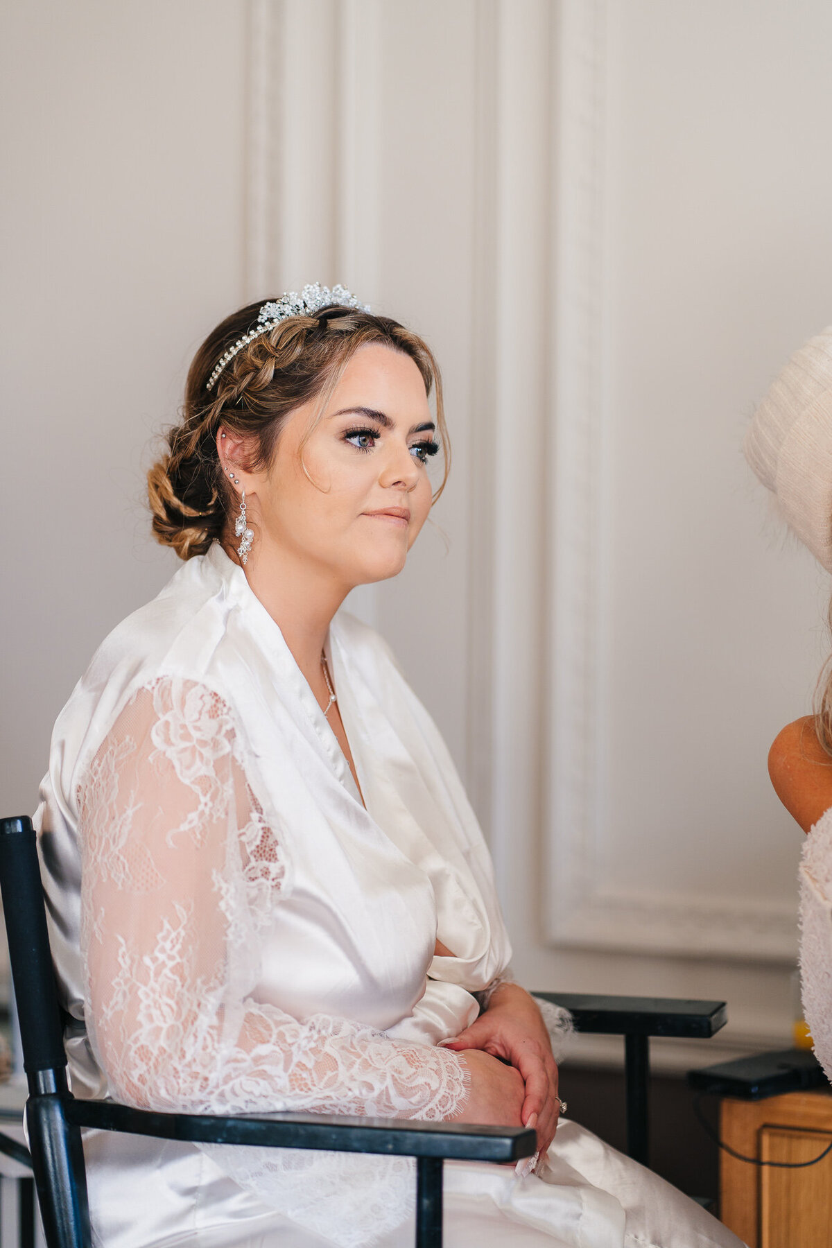 Bride finishing bridal prep at Merewood Country House Hotel in the Lake District