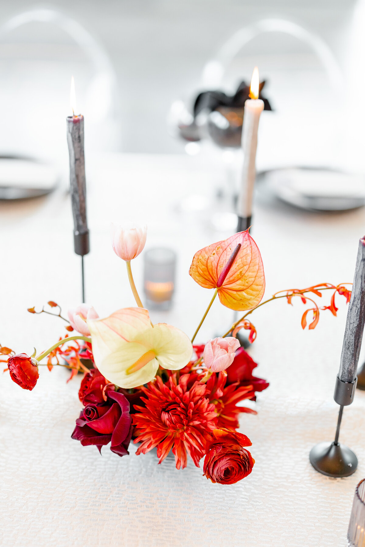 red floral centerpiece