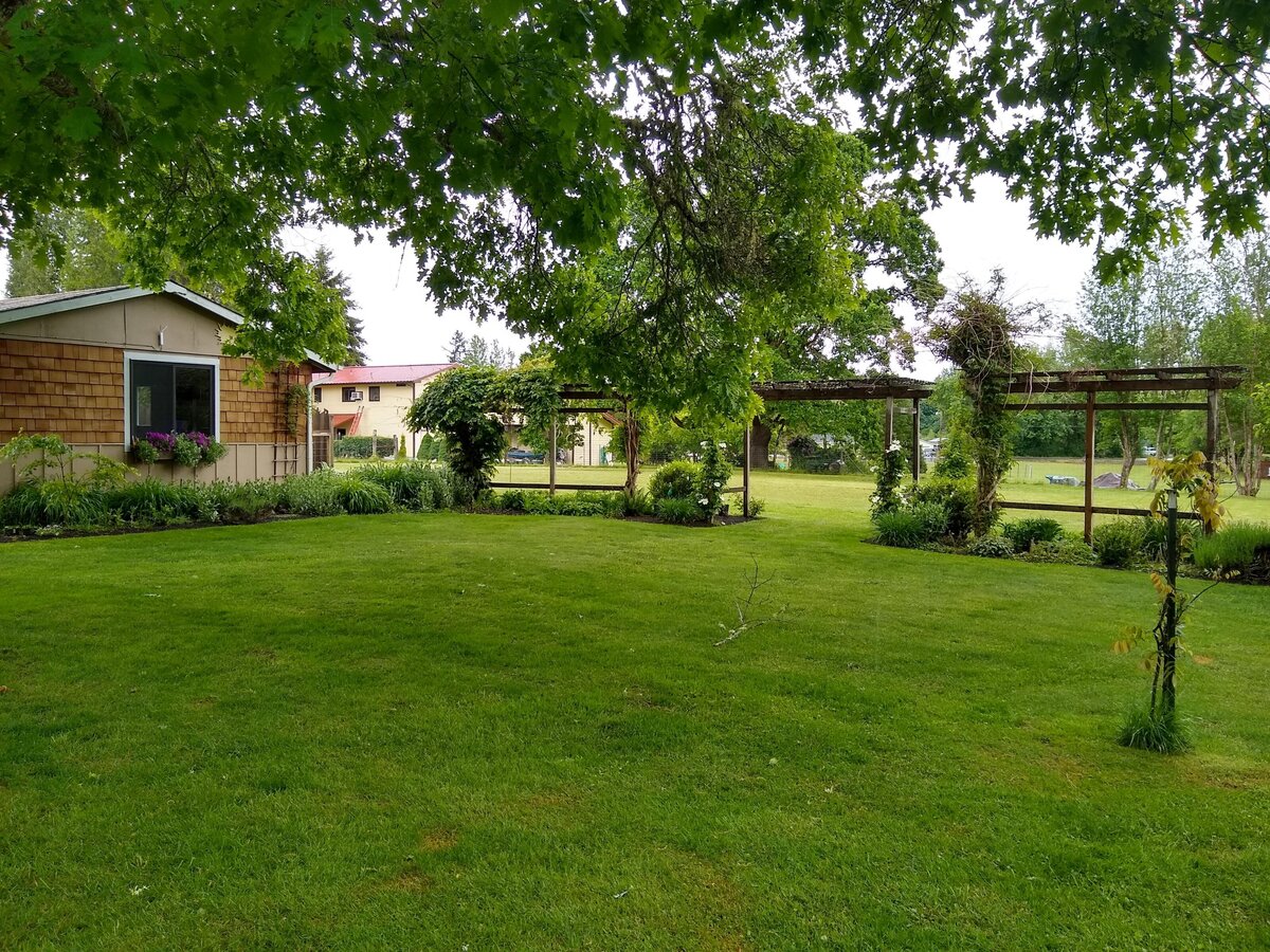 Enjoy the lush private baclyard while staying at our AirBnB.