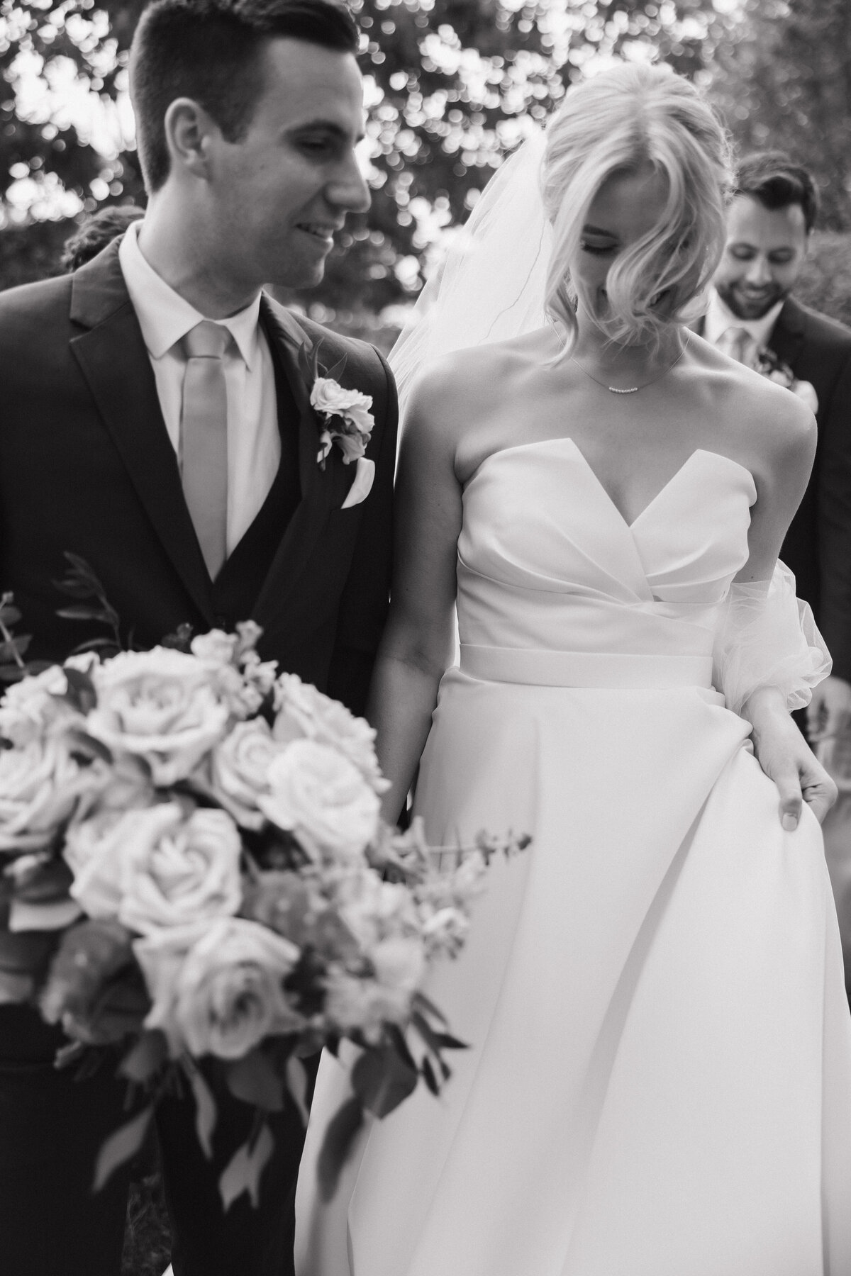 Black and white Indianapolis wedding photo detail