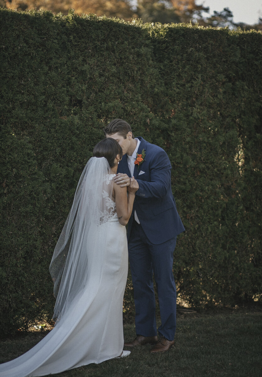 bride-and-groom-first-look-saint-clements-castle-wedding