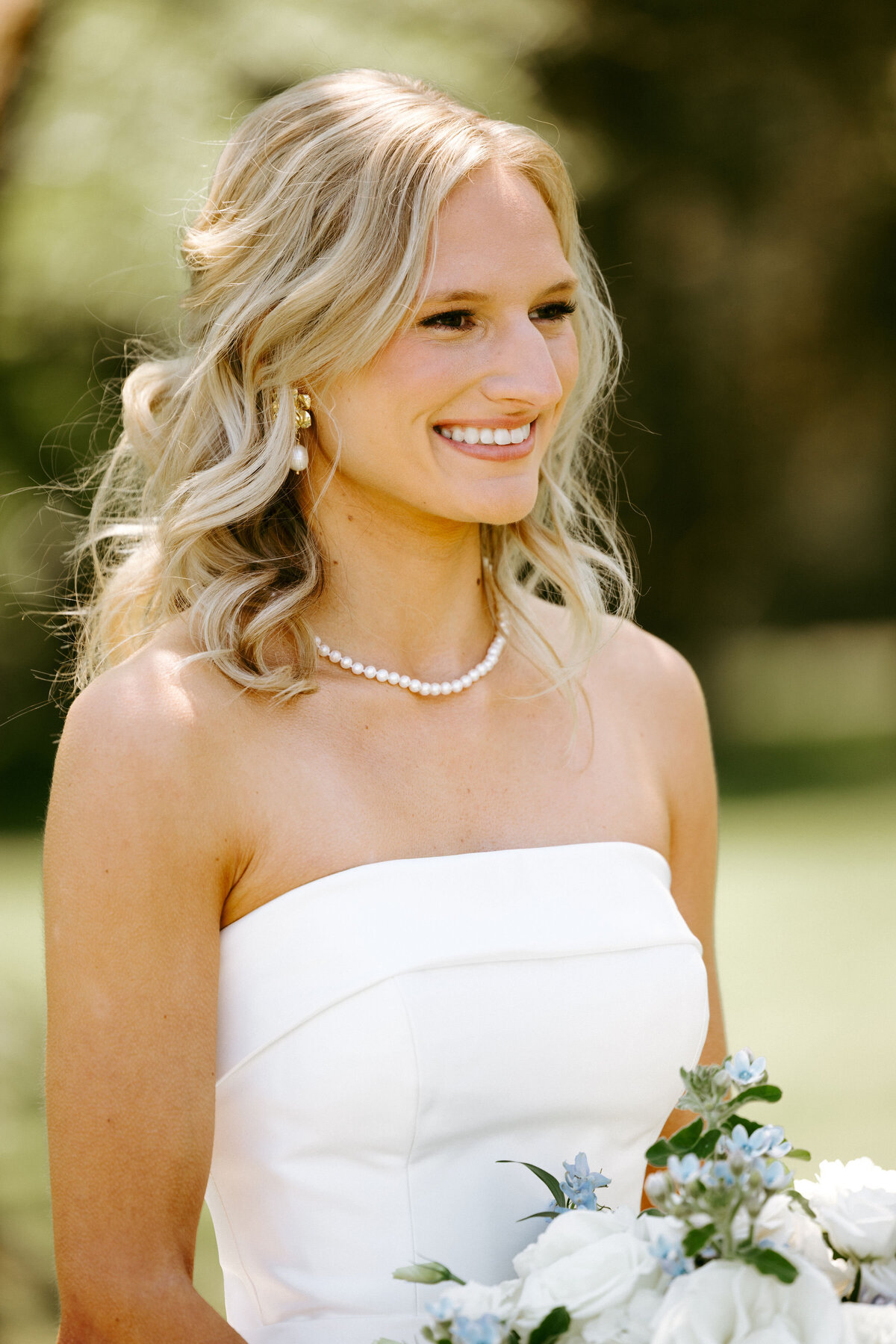Glowing natural bridal look with elegant updo and soft glam makeup for Watkinsville wedding