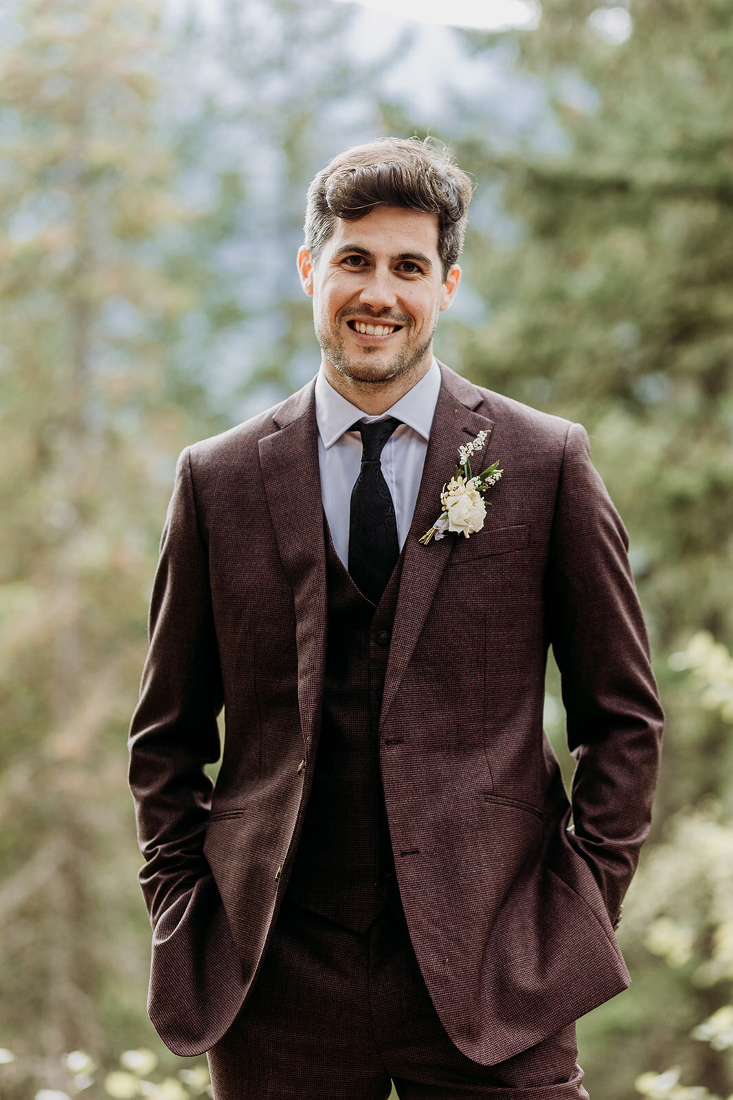 Groom with boutonniere Pemberton wedding - Within the Flowers