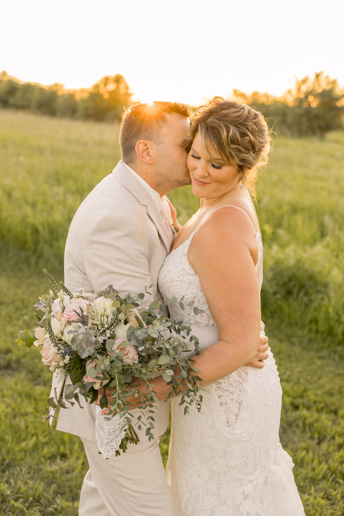 Bride and groom wedding portrait at Crooked Willow wedding venue in Central MN