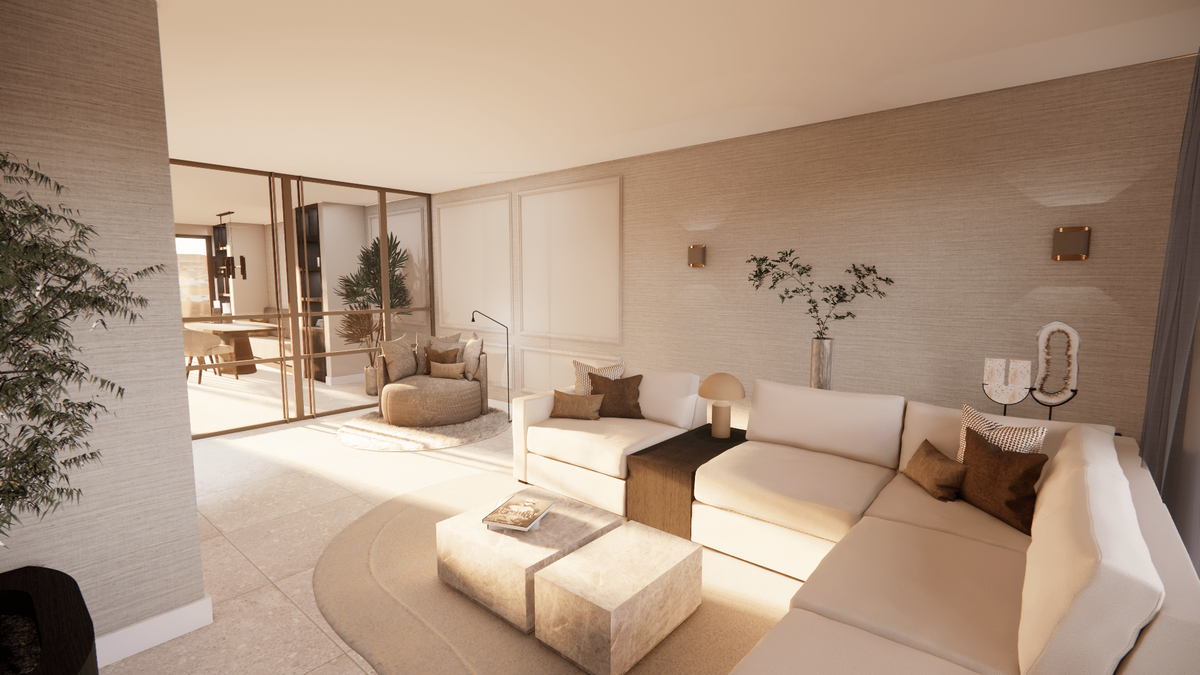 Render zithoek 2 sierlijst - Vera & Stan-min