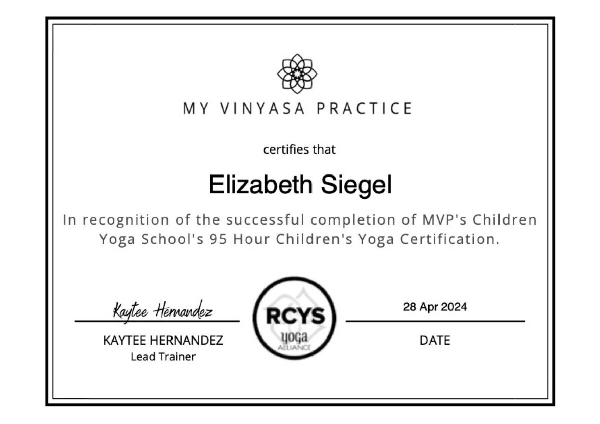 2024 Lizzie Children_s Yoga Certificate