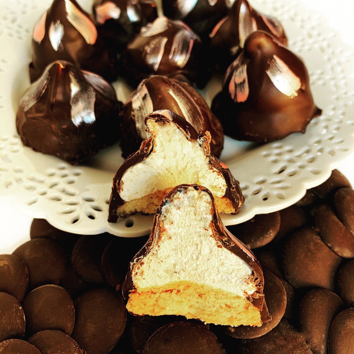 chocolate covered cinnamon marshallow cookies