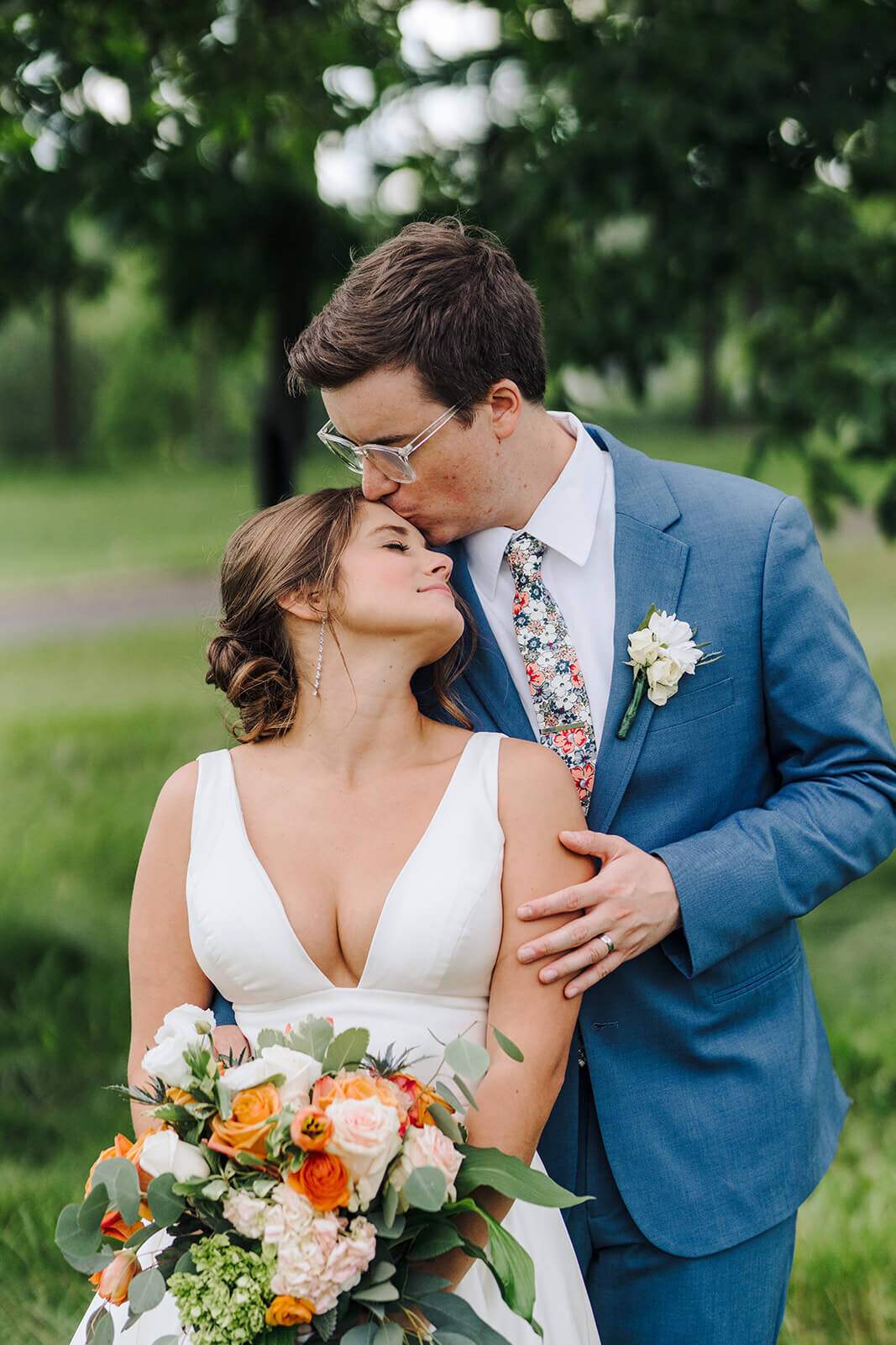 Bride and groom portrait at Oswego wedding, NY