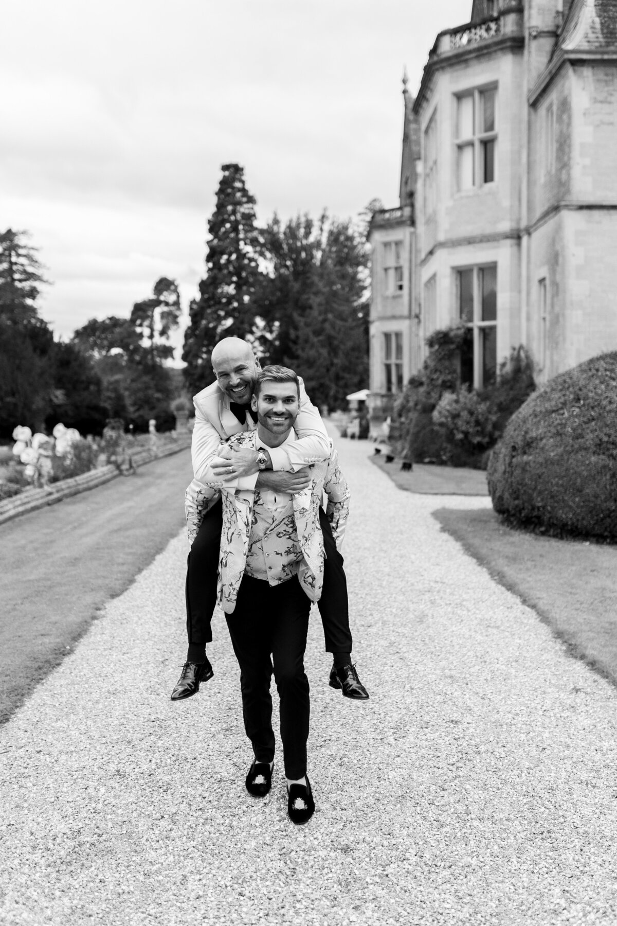 Editorial couple portraits at luxury same sex wedding at Orchardleigh Estate