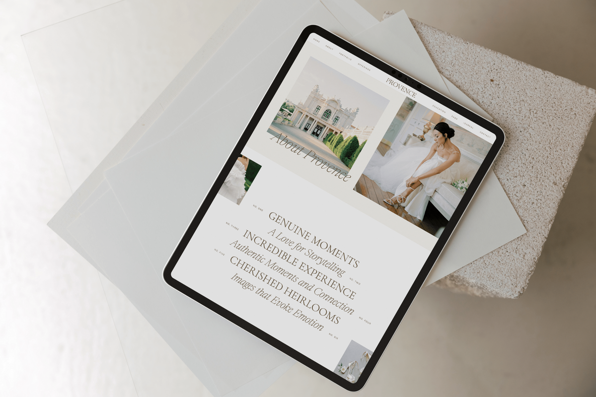iPad Mockup of Showit Website