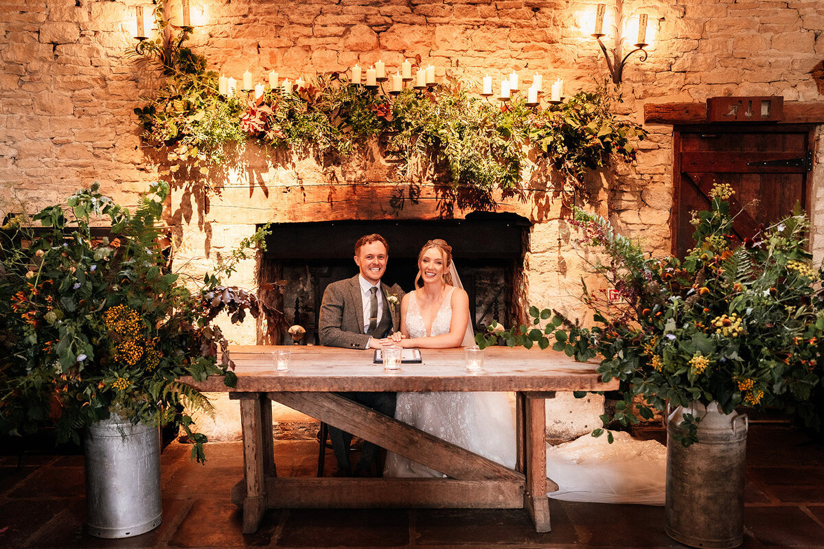 Ceremony flowers at Cripps Barn