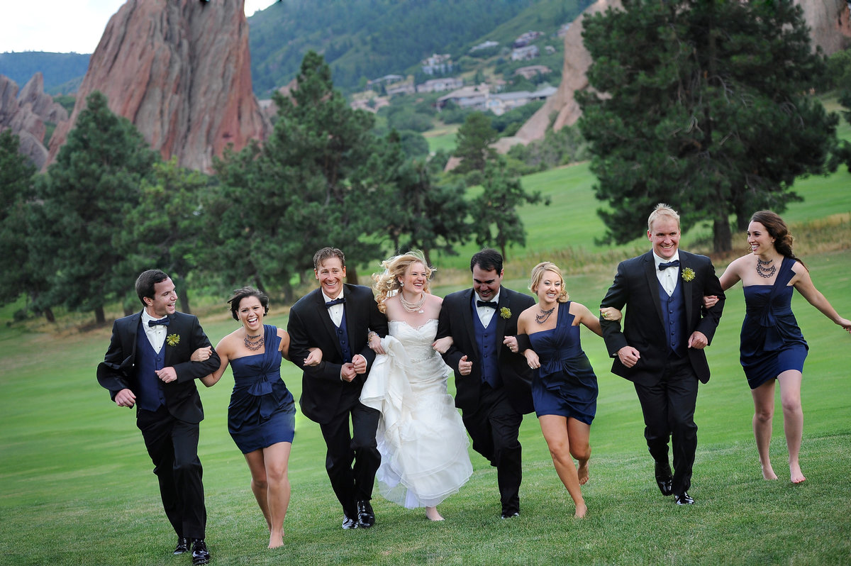 Bridal Party running