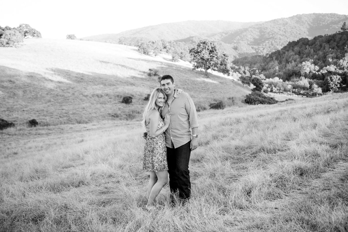 Open space reserve portraits black and white engagement photoshoot young couple