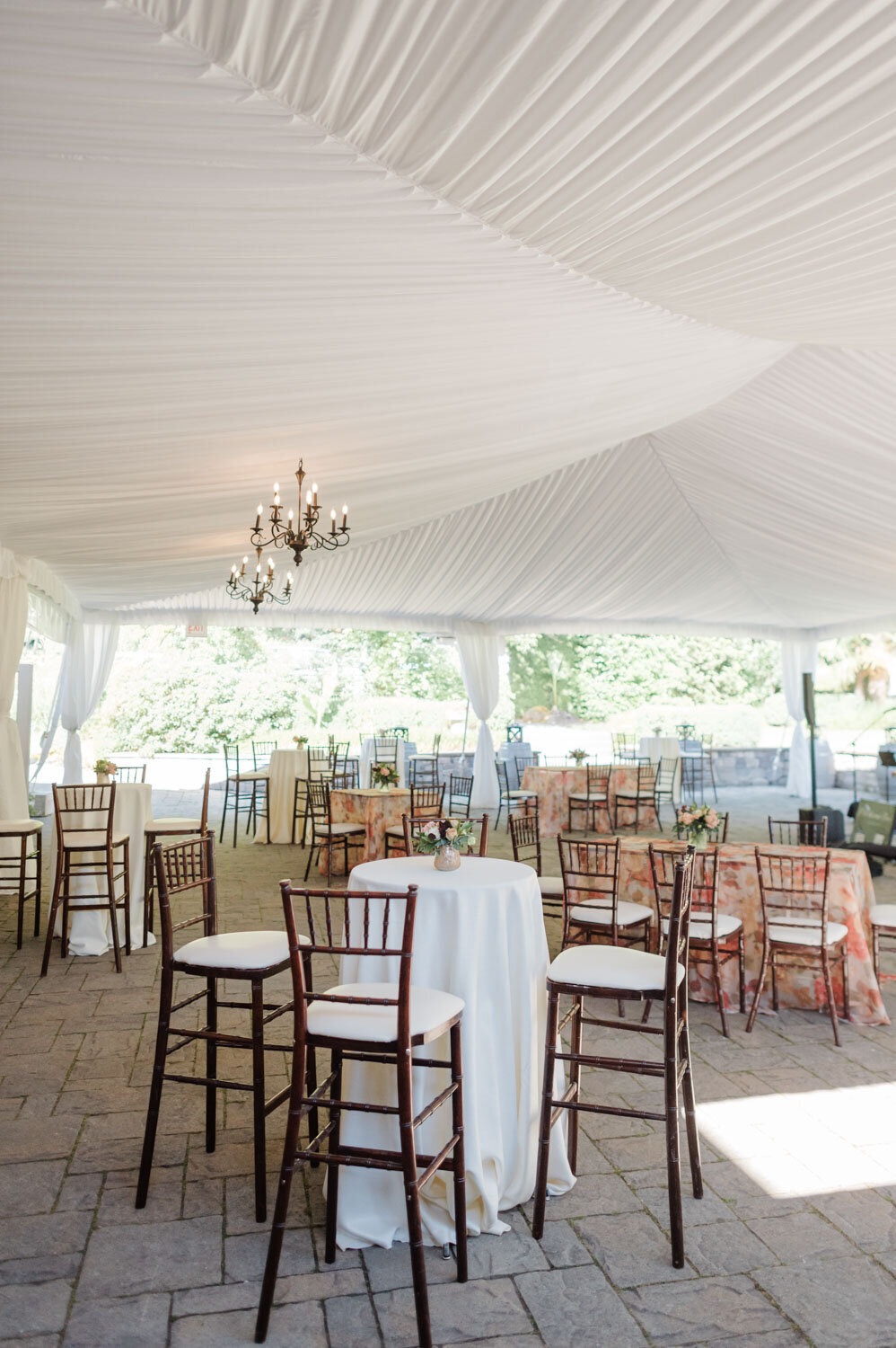 Elegant reception at the patio under a tent