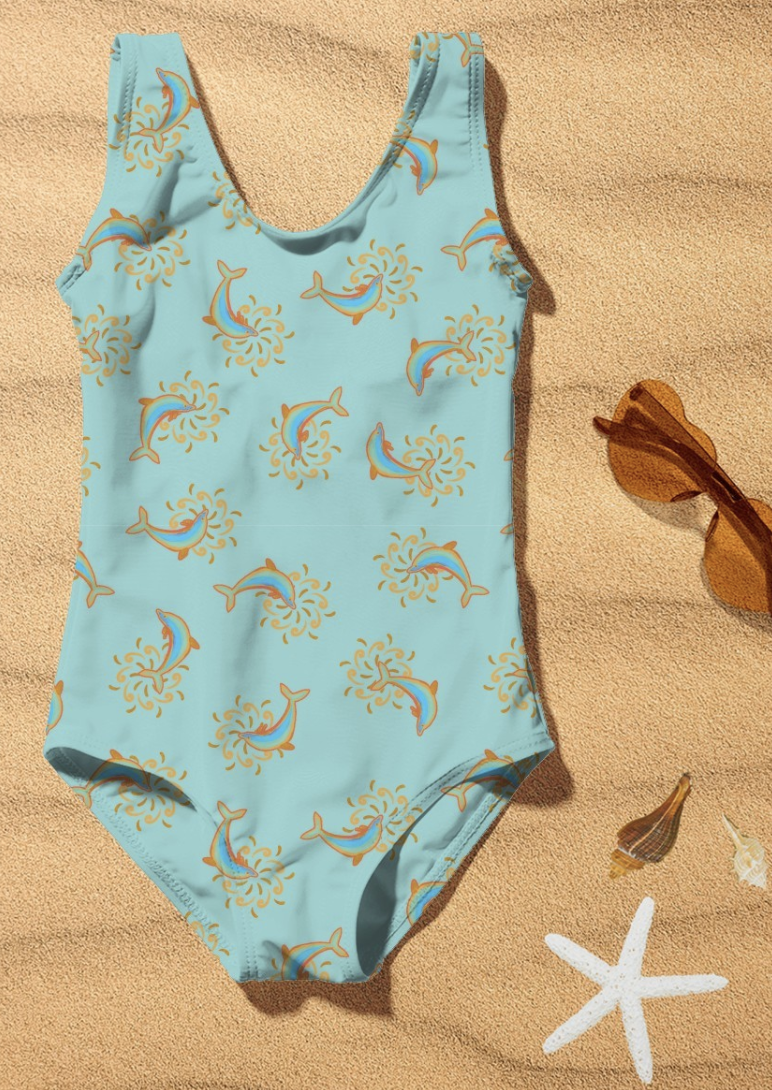 dolphins-splash-print-kids-swimwear