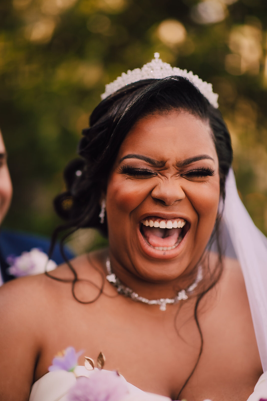 Bride laughs