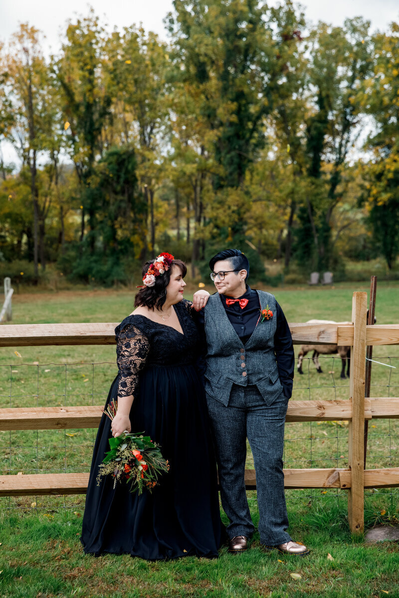 LGBTQIA+ Couple on Wedding Day on Farm in New Jersey by NJ Wedding Photographer DAG IMAGES NYC