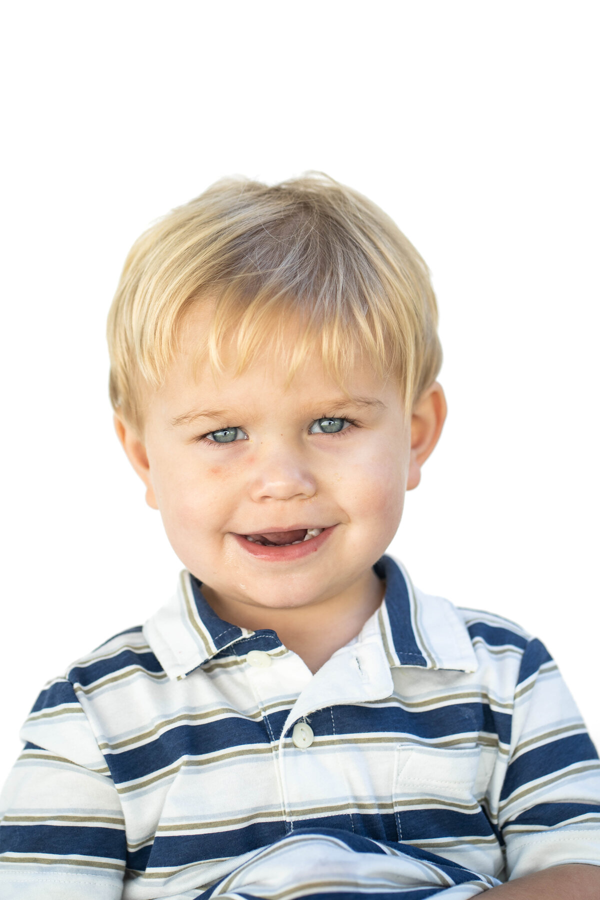 Little boy in striped shirt in modern school photo