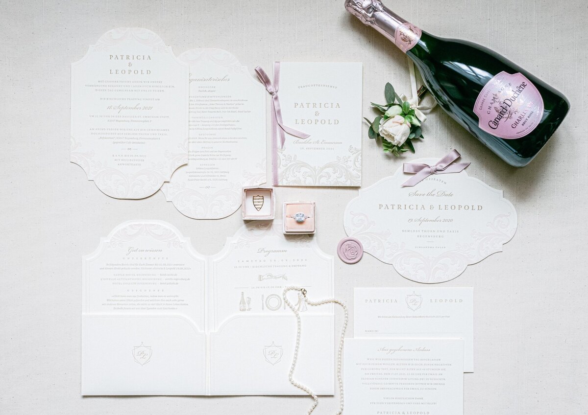 Wedding Stationery and Champagne Vienna ÈCLAT Destination Weddings