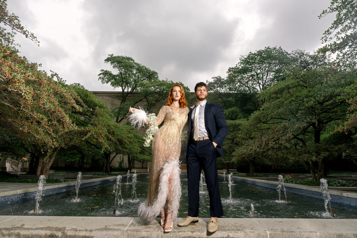 Berlez-Aspen-Avenue-Chicago-Wedding-Photographer-Glam-Atelier-Clair-De-Lune-Vintage-Bob-Mackie-Sheer-Beaded-Gown-Luxury-Engagement-Art-Institute-of-Chicago-South-Garden-45