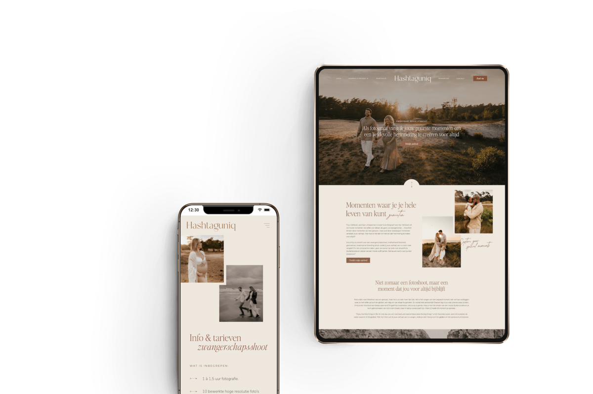 Showit template personalisatie Hashtaguniq