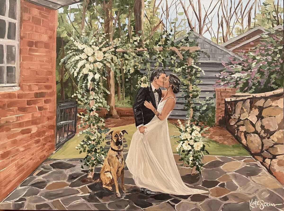 painting of bride and groom