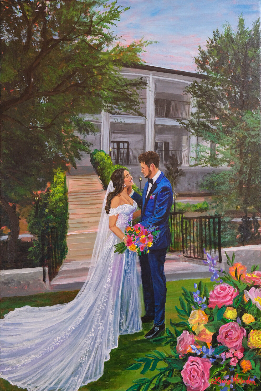 kendall point live wedding painting by Laura Herndon