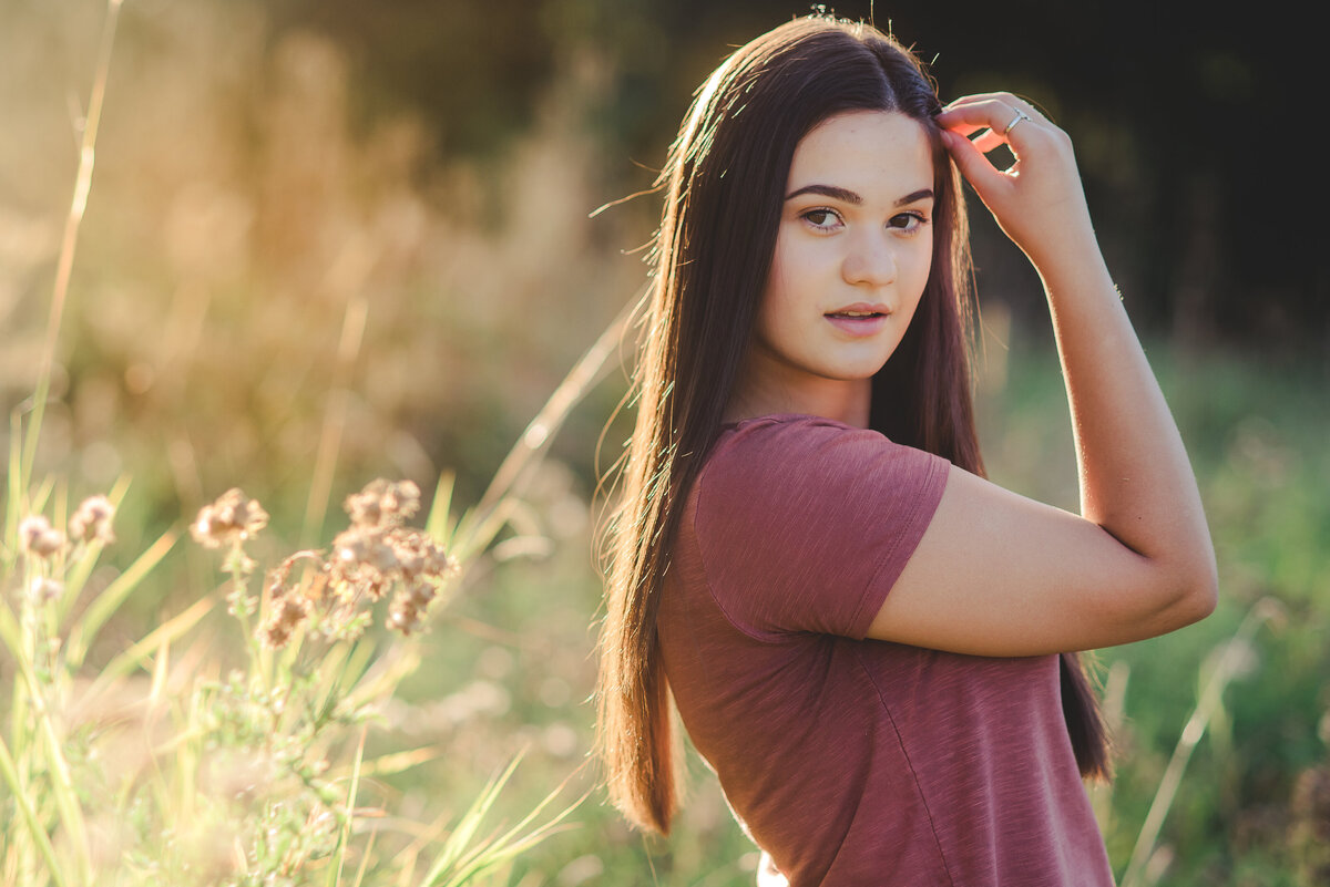 senior girl in golden sun