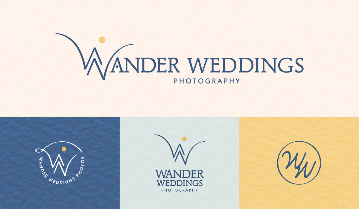 4 logo variations for the brand Wander Weddings.